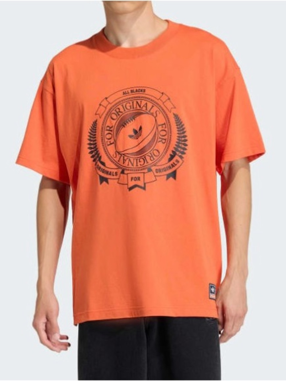 NWT adidas Originals All Blacks Loose Graphic Tee Orange Large